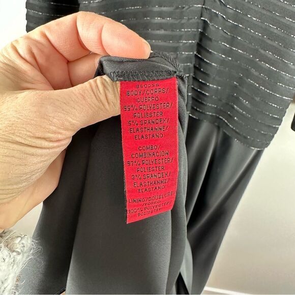 JS Collections Black Satin Gown W/Square Neckline and Subtle Sparkle Top Sz 14 - Picture 12 of 14